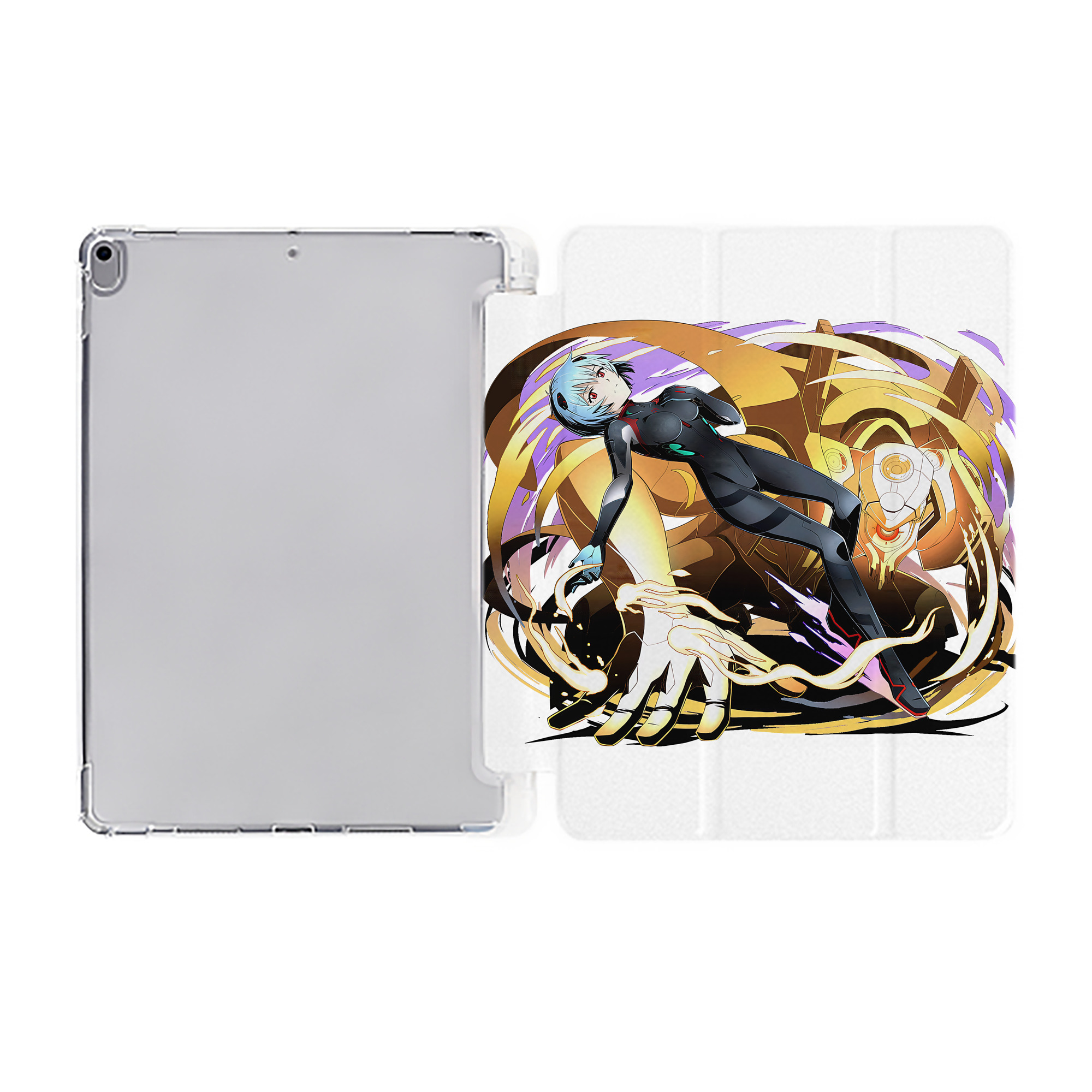 （画像用） EVA 新世紀エヴァンゲリオン IPad ケース ペン収納付き 三つ折りスタンド PUレザー×シリコン 対応機種9.5/10.5/10.9インチ